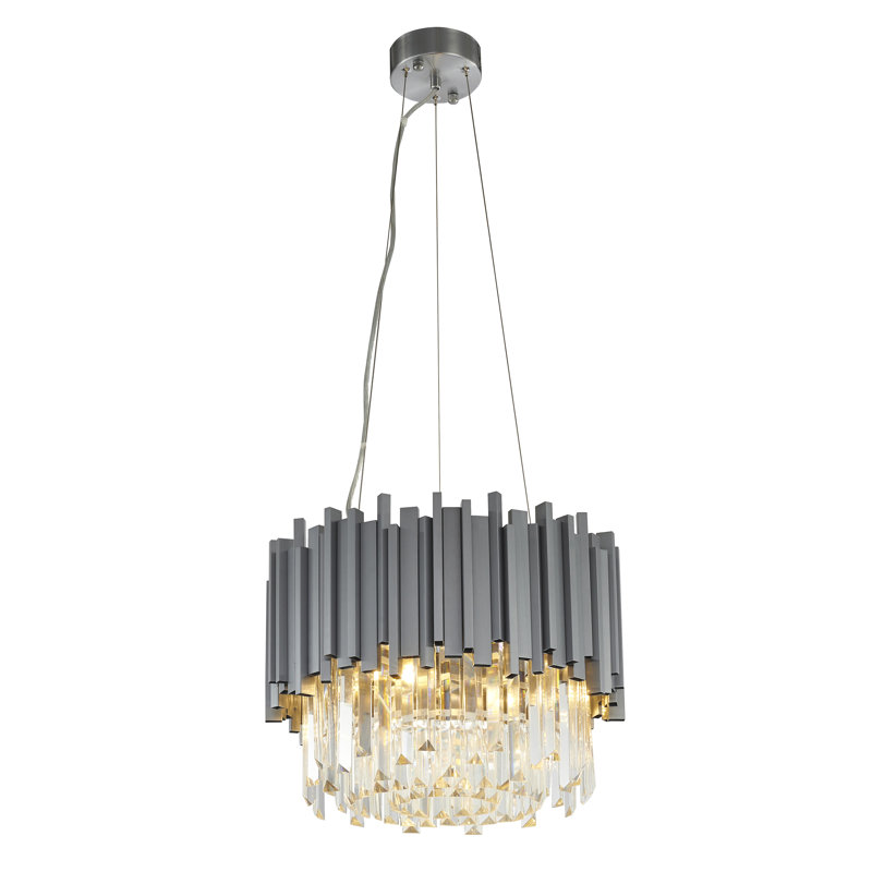 Transitional 8 Light Chrome Crystal Round Chandelier, Silver, 11.8" H x 22" W x 22" D