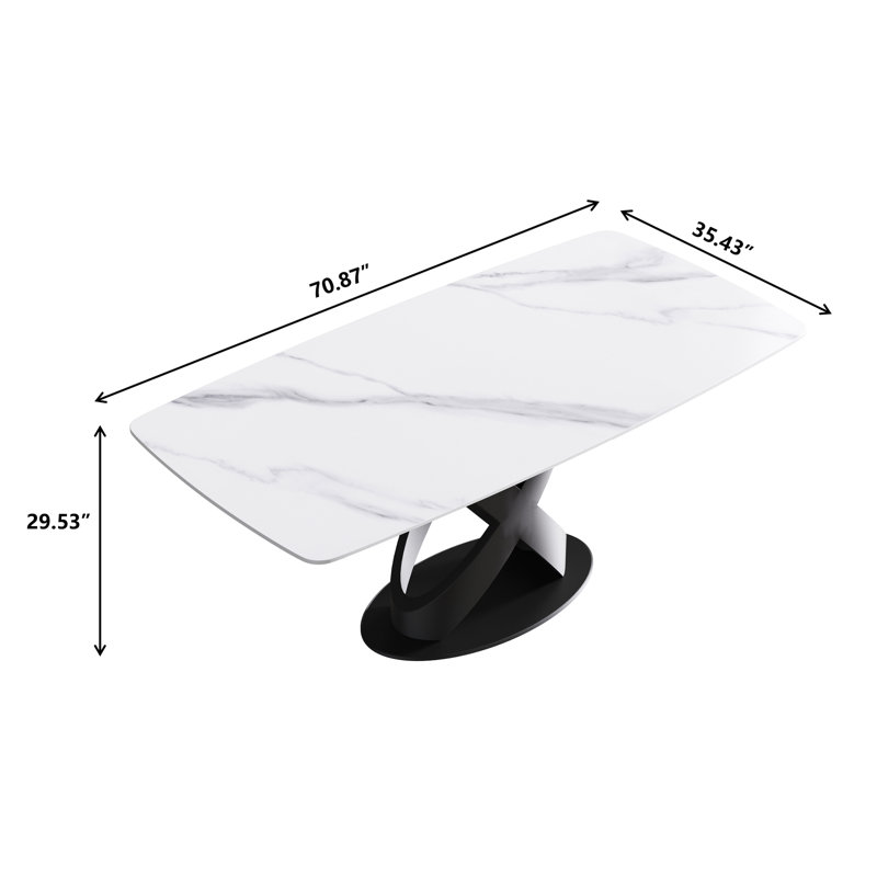 Table de salle à manger Sesteded, Noir, Blanc, H 29,53 po x L 70,87 po x l 35,43 po