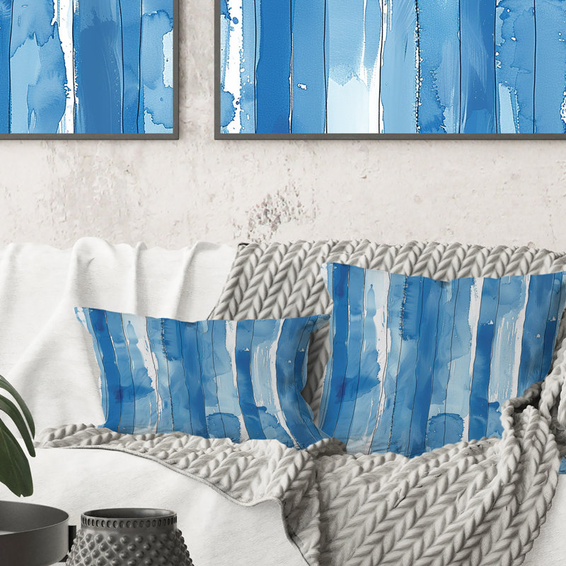 Coussin décoratif à rayures bleu ciel Sky II, H 18 po x l 18 po