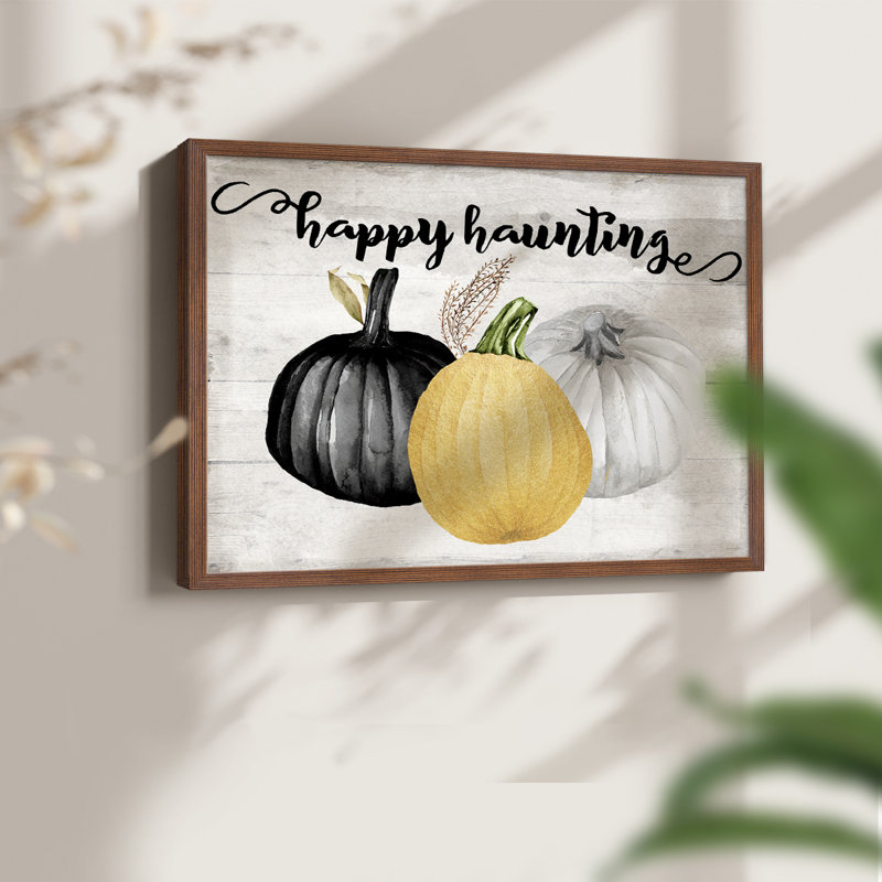 «Happy Haunting» - Reproduction encadrée - Restickable, H 11 po x l 14 po, Noyer