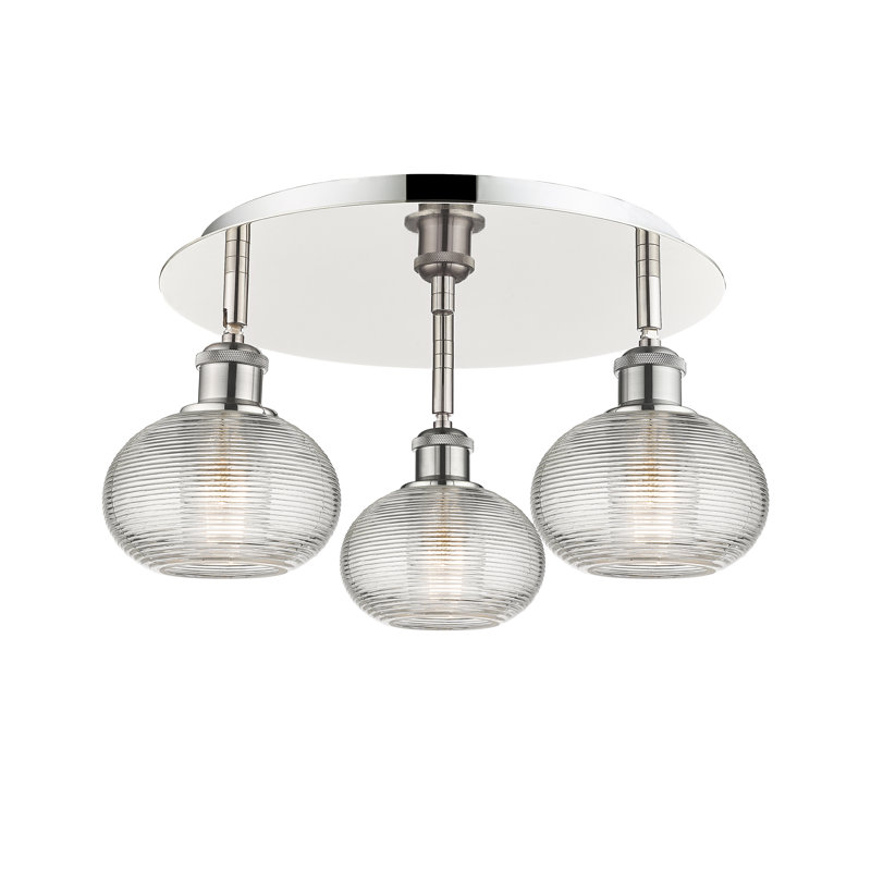Plafonnier encastré Larrick, Nickel poli, H 8 po x l 17,75 po x P 17,75 po