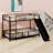 Sturdy Metal Bunk Bed Frame With Built-In Slide, Ladder, Fence And Door-1608630234