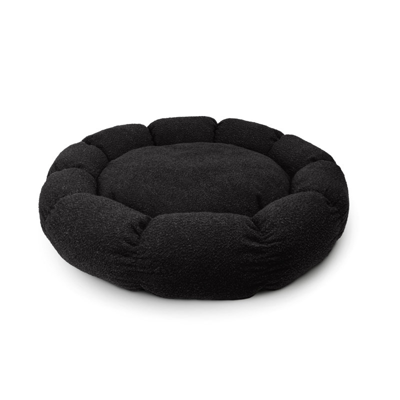 Lit rond avec coussin de siège amovible, H 4 po x l 27 po x P 27 po, Noir