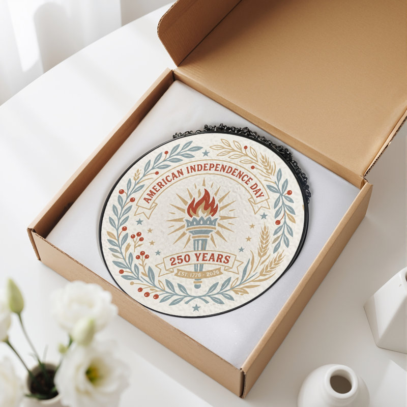 Panneau de fenêtre en verre pour décoration intérieure American Independent USA 250th Anniversary ， 7,8H, H 7,8 po