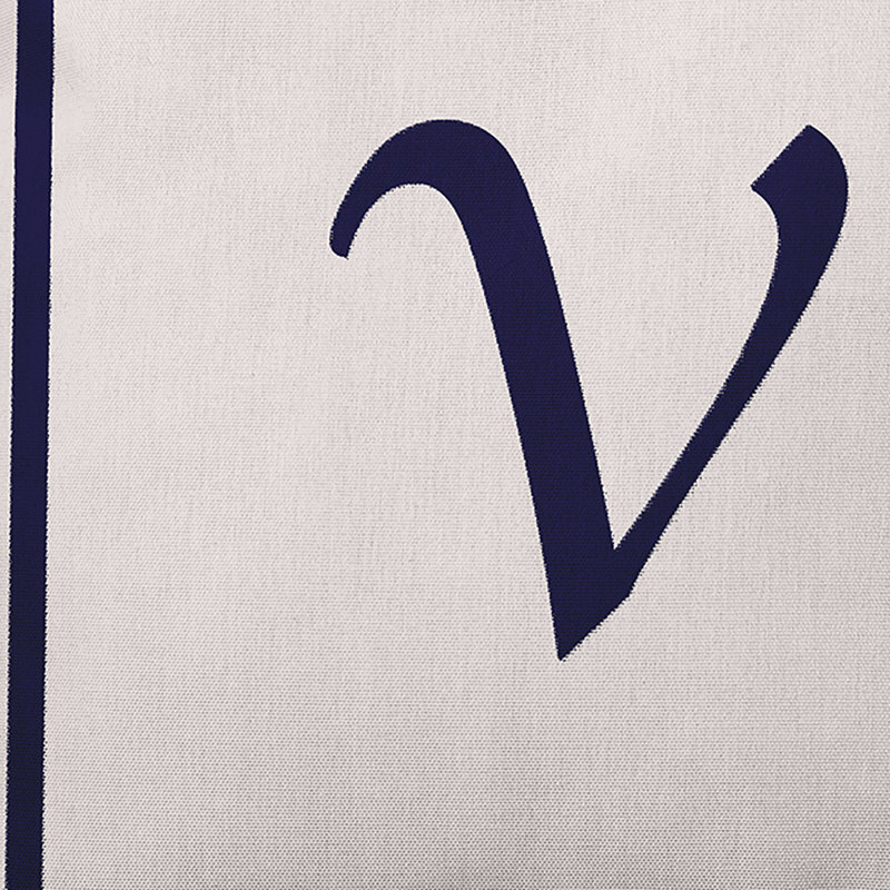 Reversible Throw Pillow, 18"x18", Navy Blue/White, V