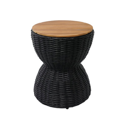 Outdoor Side Table, Hourglass End Table, 15.25" D x 18" H All-Weather Patio Table for Balcony Garden Yard