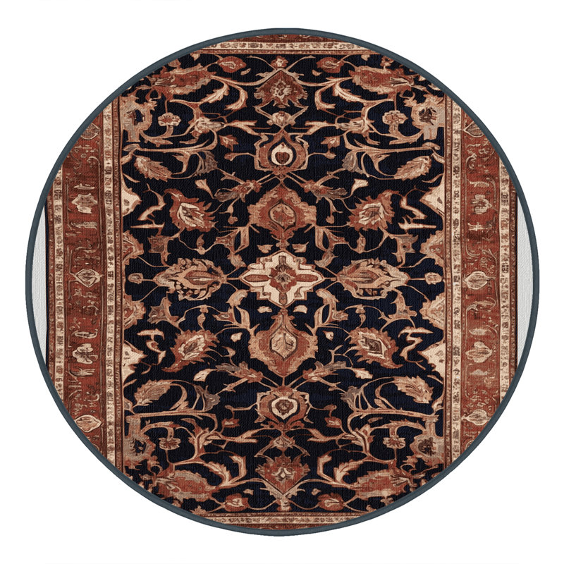 Tapis brun lavable à la machine, Rond 5 pi