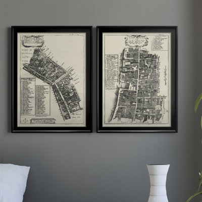 Quays of London III - ensemble de 2 impressions sur toile encadrées