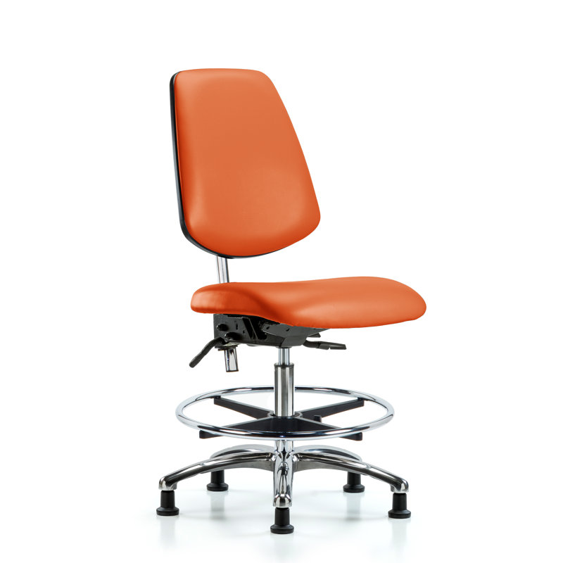 Miah Vinyl Drafting Chair, Glides, Not Included, Orange