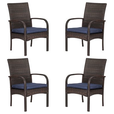 Gertrut Wicker Outdoor Dining Armchair with Cushion