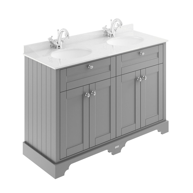 Old London 1200mm Free-Standing Vanity Unit, White, Storm Grey