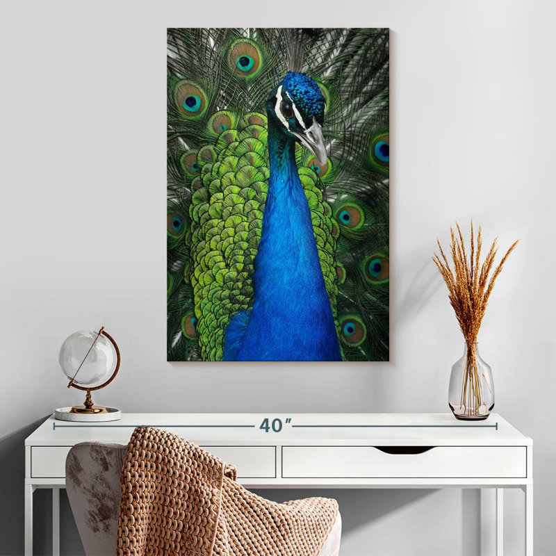 Wild Blue Peacock, 30" H x 20" W