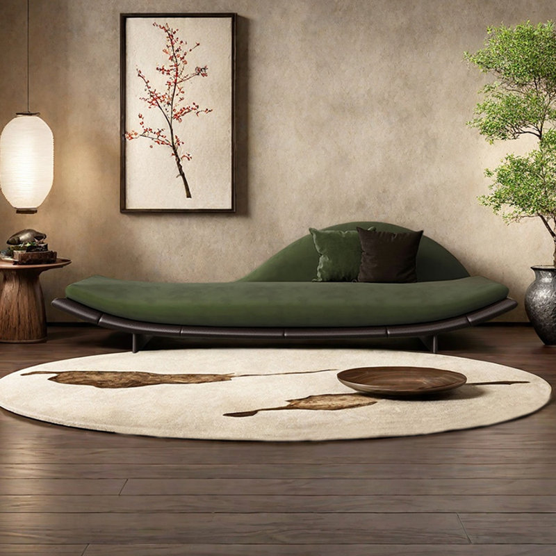 Méridiennes d'intérieur en bois massif Retro Living Room, Orienté à droite, Vert profond