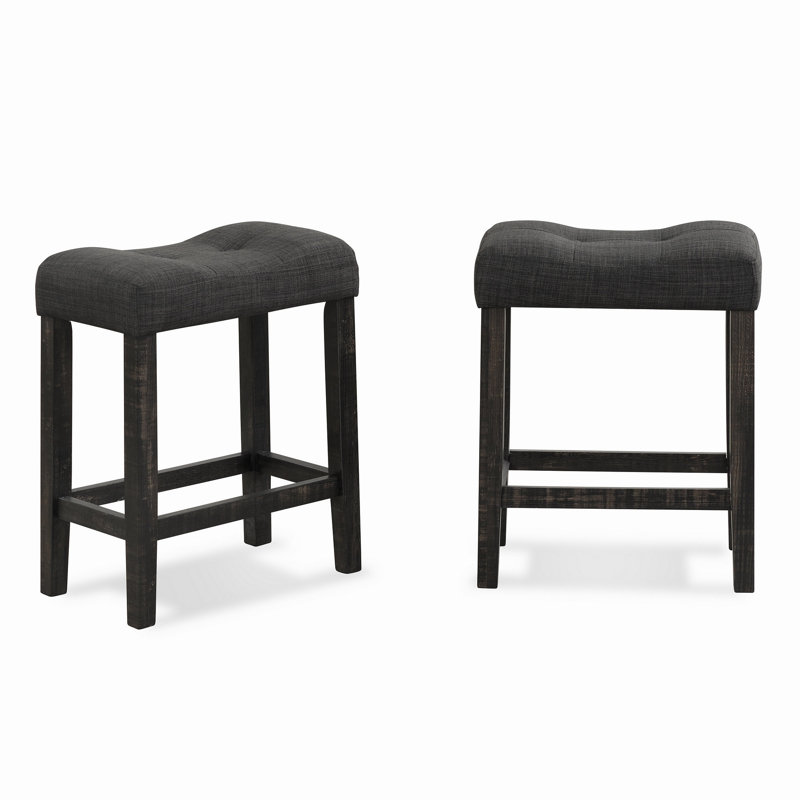 Ensemble de 2 tabourets Sora, Gris/noir