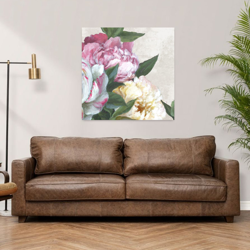 Art mural contemporain abstrait Blooming Peony Harmony, H 36 po x l 36 po