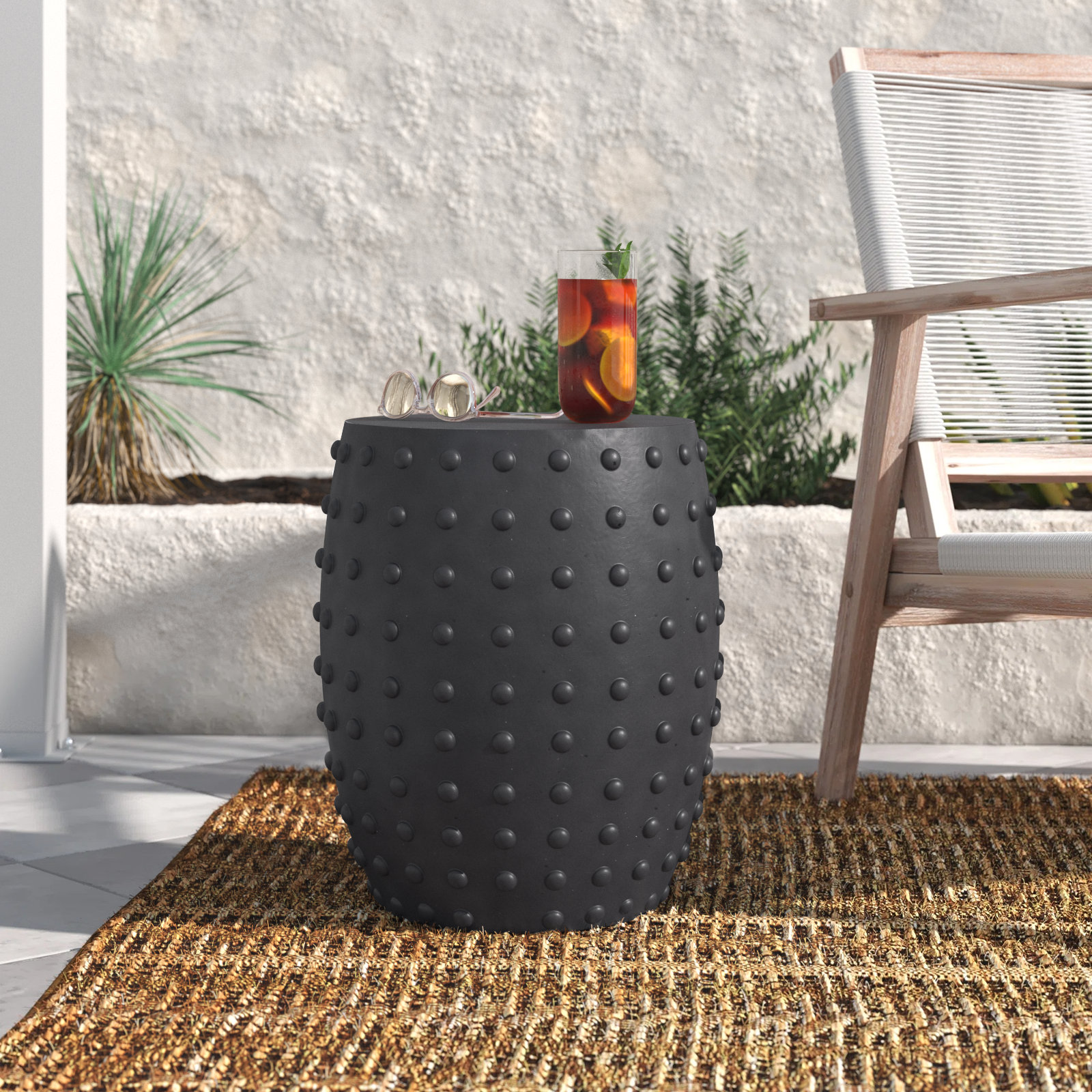 Mistana™ Evangelista Outdoor Stone/Concrete Side Table & Reviews Wayfair Canada