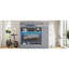 Lit mezzanine double gris avec système de rangement intégré, garde-robe et éclairage à télécommande pour chambres d'adultes Espace de rangement spacieux: tiroirs, tablettes, compartiment caché-741849347