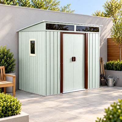 6x5 Metal Outdoor Storage Shed With Window And Transparent Plate White