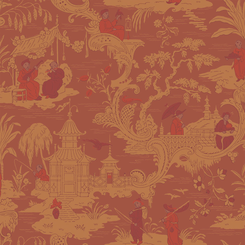 Anthology Toile Wallpaper Roll, Red