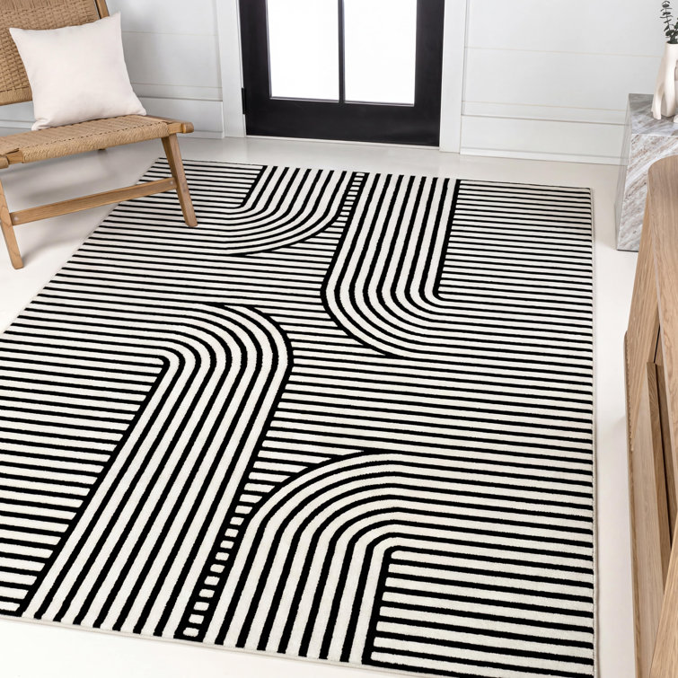 Tapis noir / blanc Anders MidCentury