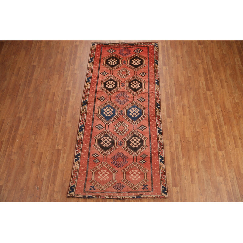 Tapis de couloir géométrique traditionnel 4x9
