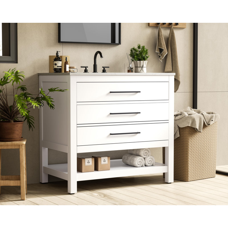 Meuble-lavabo simple 36 po_Moderne_VF60536, Blanc
