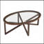 Table basse moderne simple en verre, table basse en verre trempé et base en bois massif