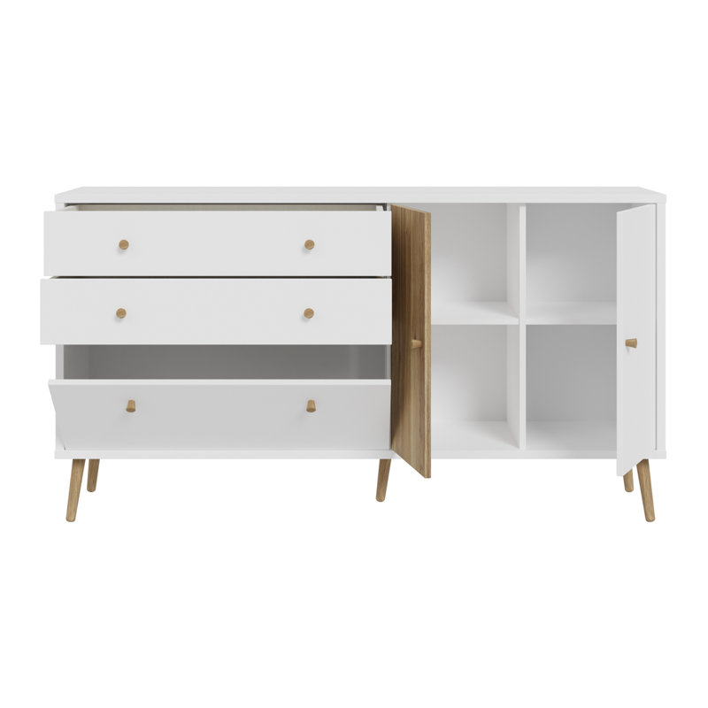 HARLLSON 159.2cm W Chest of Drawers, White/Oak
