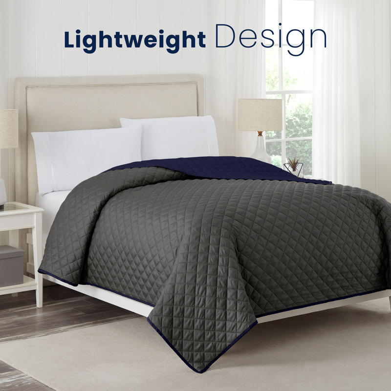 Martex Reversible Coverlet, Graphite / Navy, King