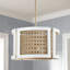 Lustre tambour 4 lumières Tyron Alonzo l 24 po x H 14 po à la craie fait de bois de manguier fabriqué à la main et de jacinthe d'eau