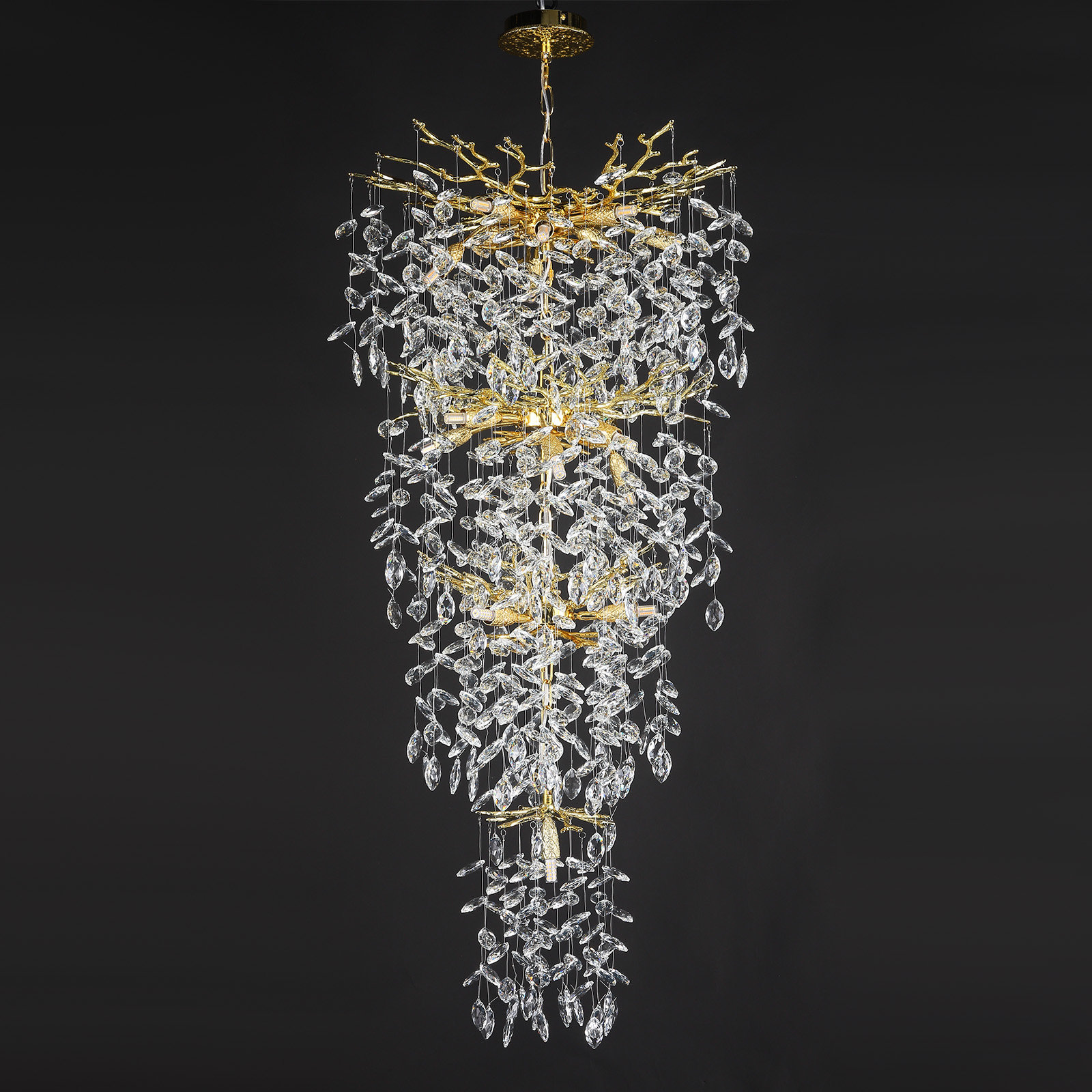 Everly Quinn Crystal Chandelier For High Ceilings Tree Branch ...