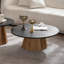 Table basse ronde en bois à piédestal robuste pour salon, facile à assembler