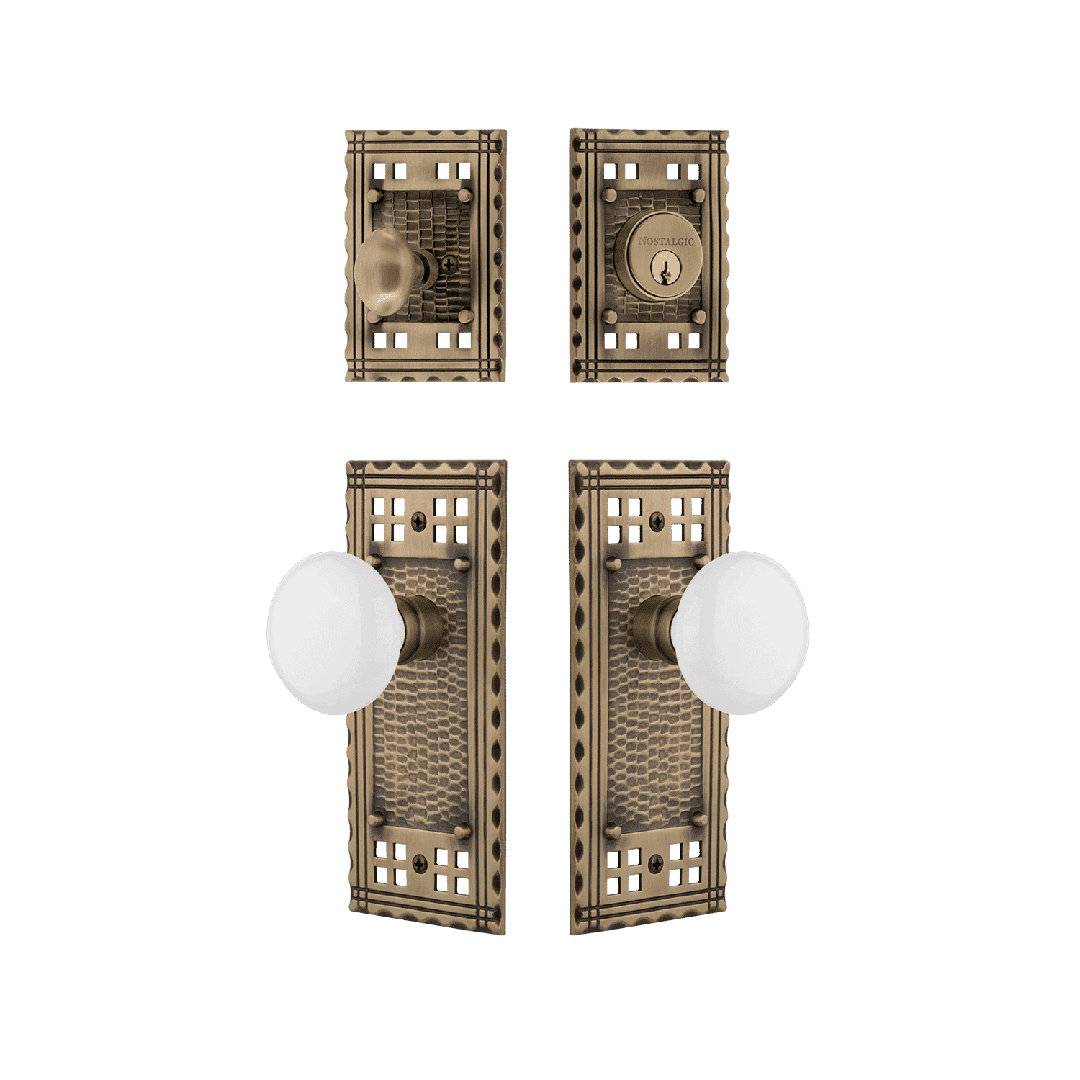 Nostalgic Warehouse Craftsman Entry Set with Porcelain Knob Nostalgic Warehouse