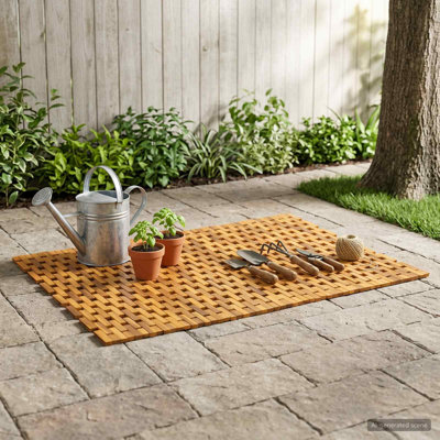 Bath Mats Natural Solid Acacia Wood Bathroom Rugs Decorative Home Patio