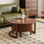 Table basse gigogne ronde vintage avec tiroir en noyer de 31,5 po