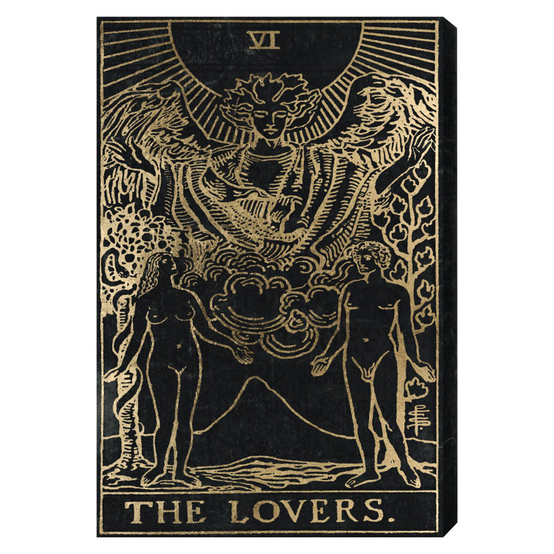 «The Lovers Tarot Gold», impression sur toile tendue, H 15 po x l 10 po