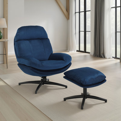 Velvet Swivel With Footstool Armless