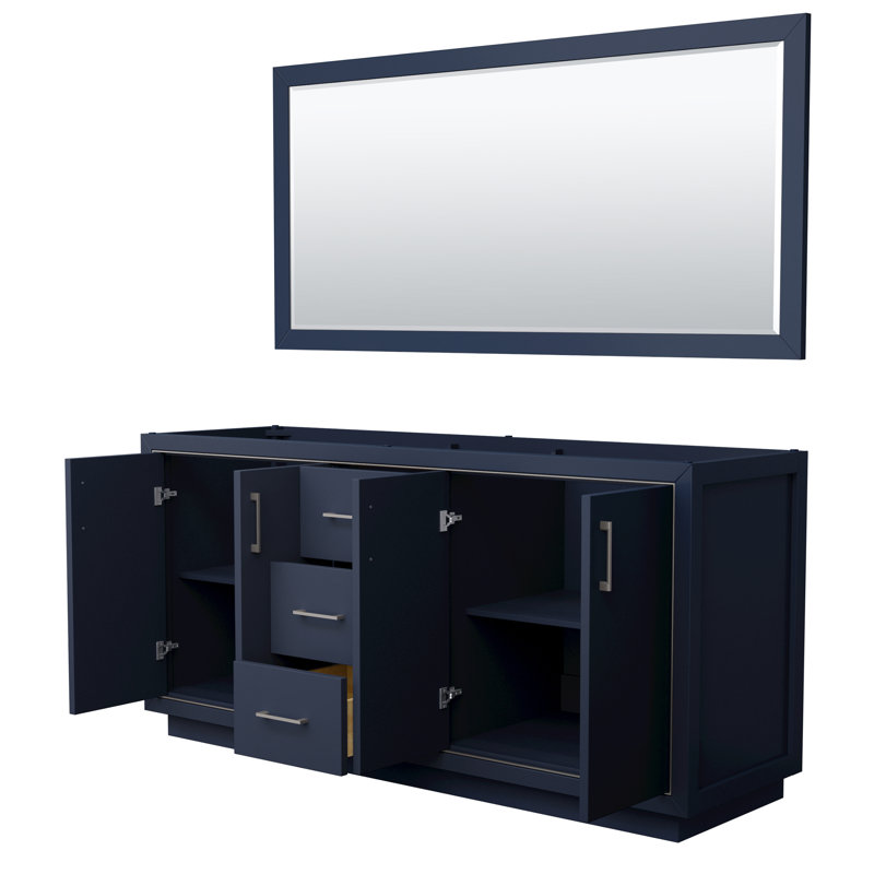Icon 72" Double Bathroom Vanity Base Only, Dark Blue