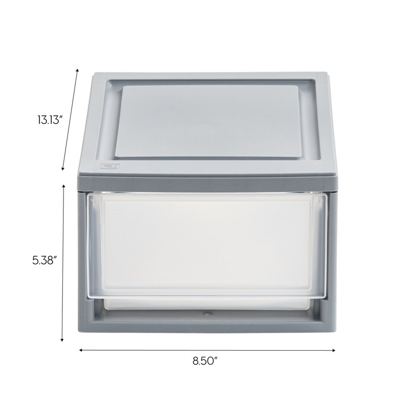 Diedrich Stackable Storage Bin W/ Drawer, Gray, 5