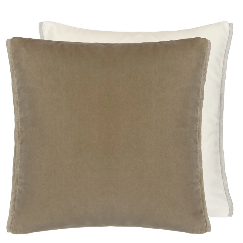 Varese Velvet Decorative Pillow, 22" H x 22" W, Roebuck/Parchment