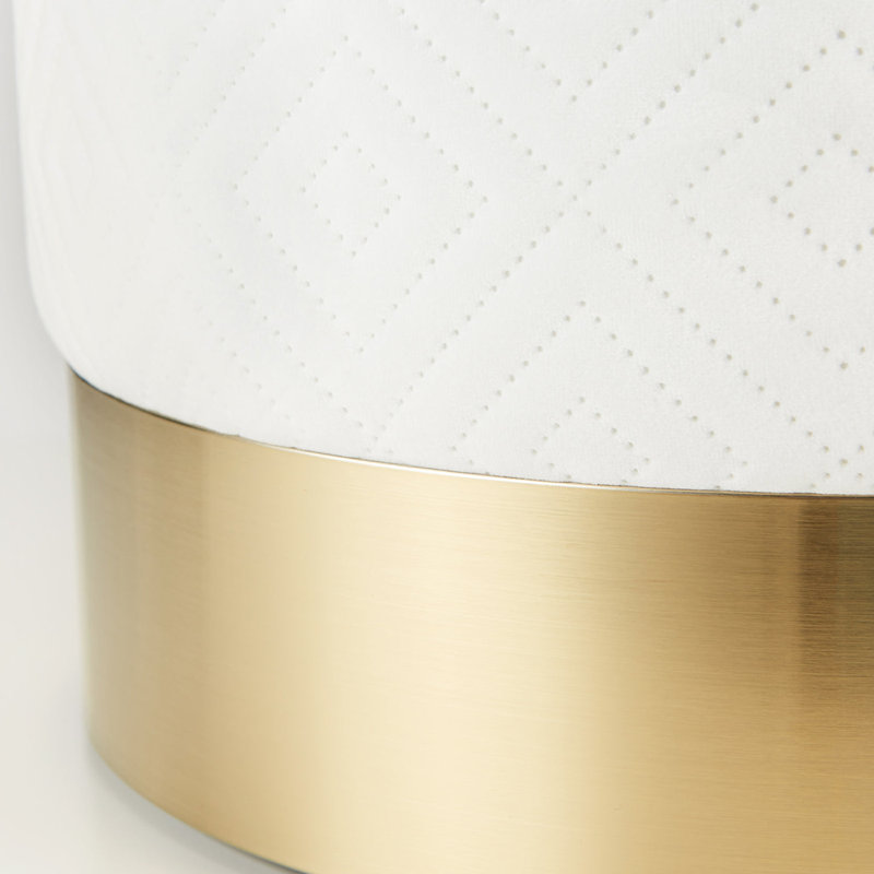 TABOURET EN VELOURS BLANC, Blanc