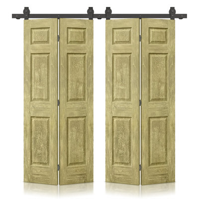 Portes de grange doubles en panneaux de fibres à densité moyenne composites avec ensemble de quincaillerie d'installation