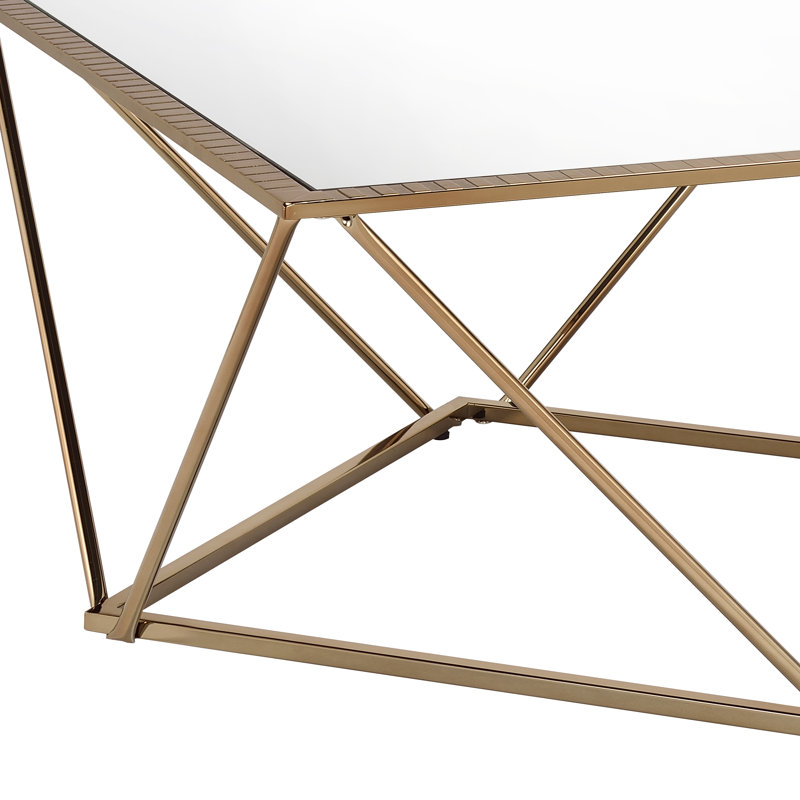 Table basse carrée avec plateau en miroir Lasseter