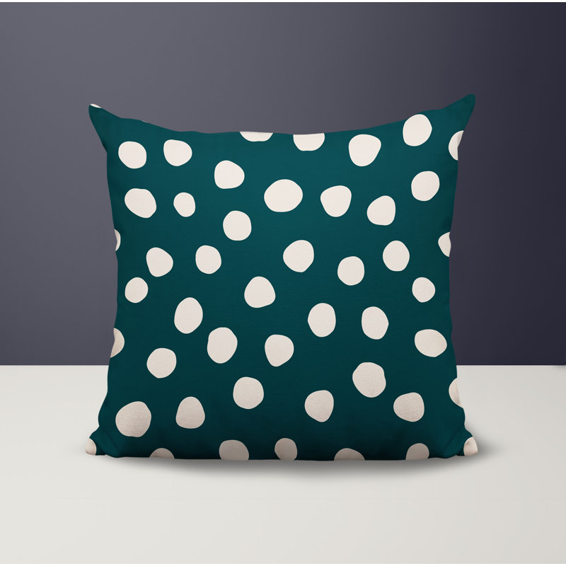 Oreiller carré réversible intérieur / extérieur Tobe Minimalist, H 17 po x l 17 po, Émeraude / noir / blanc cassé