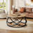 31.5" Round Coffee Table With Storage Shelves, 2-Tier Rustic Circle Center Table With Sturdy Metal Frame For Living Room, Small Space, Brown-1474506380