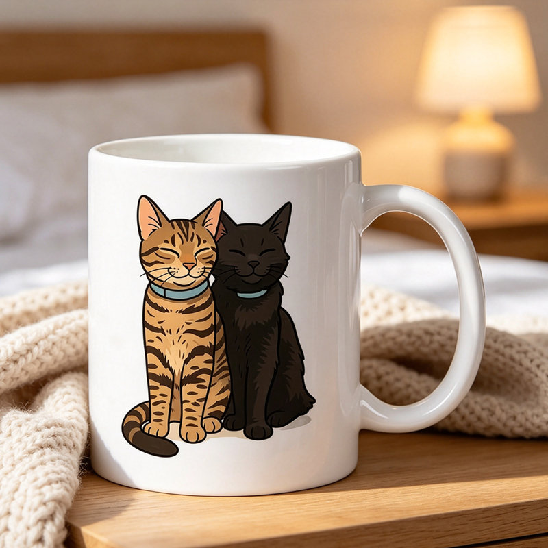 Ceramic Coffee Mug with Black Cat Design, Hand-Wash Only, Reusable, Insulated, Multipurpose, No Electricity Needed.