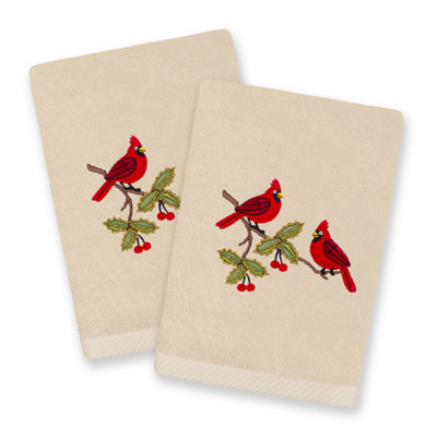  Christmas Red Pair Turkish Cotton Hand Towel