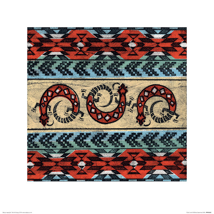 Tribal Lizards - Print on Canvas, 60cm W x 60cm H, Paper