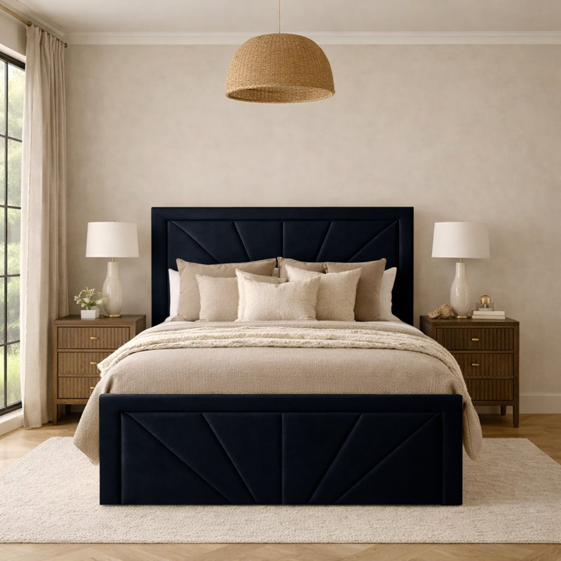 Phoenix Upholstered Storage Bed Frame, Black, Small Double (4')