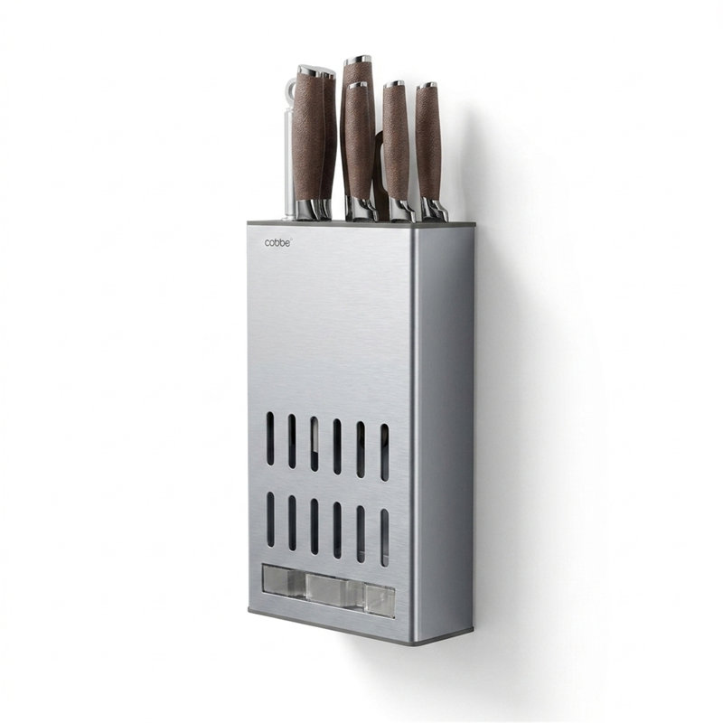 Stainless Steel Wall-Mounted Knife Block With Drainage